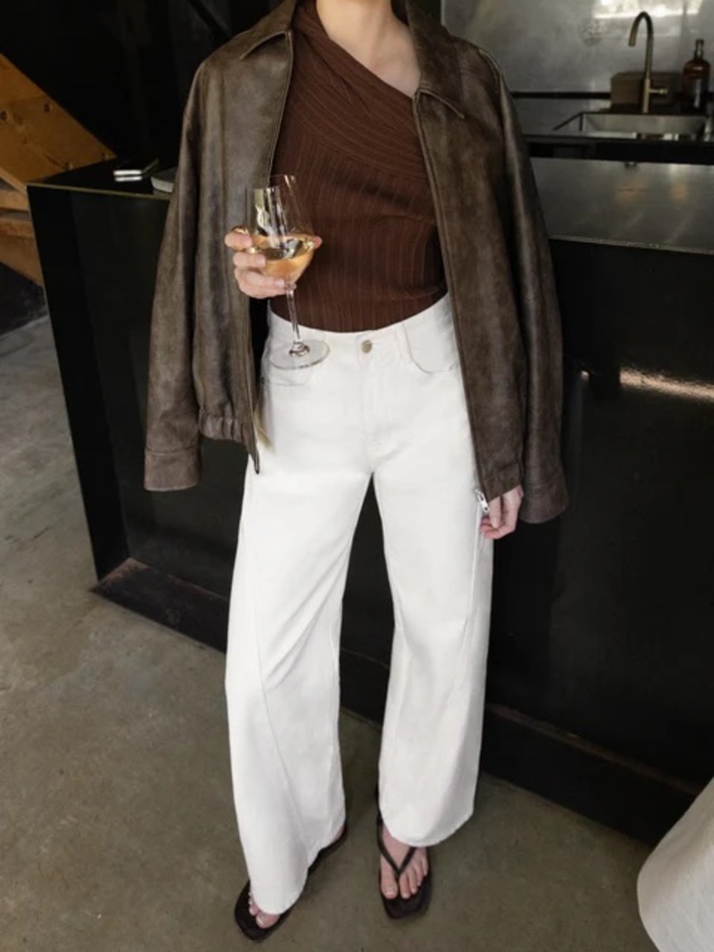 OAK + FORT White Boyfriend Jeans